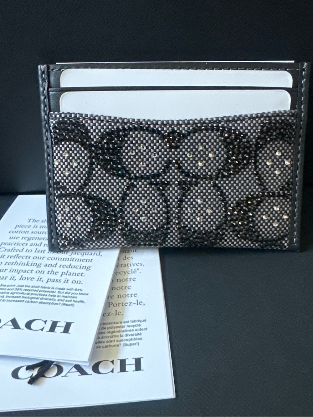 NWT COACH Crystal Signature Jacquard Essential Card Case
